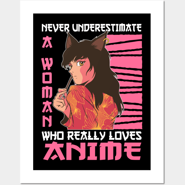 Woman Really Loves Anime Merch Anime Girl Otaku Gift Anime Wall Art by TheTeeBee